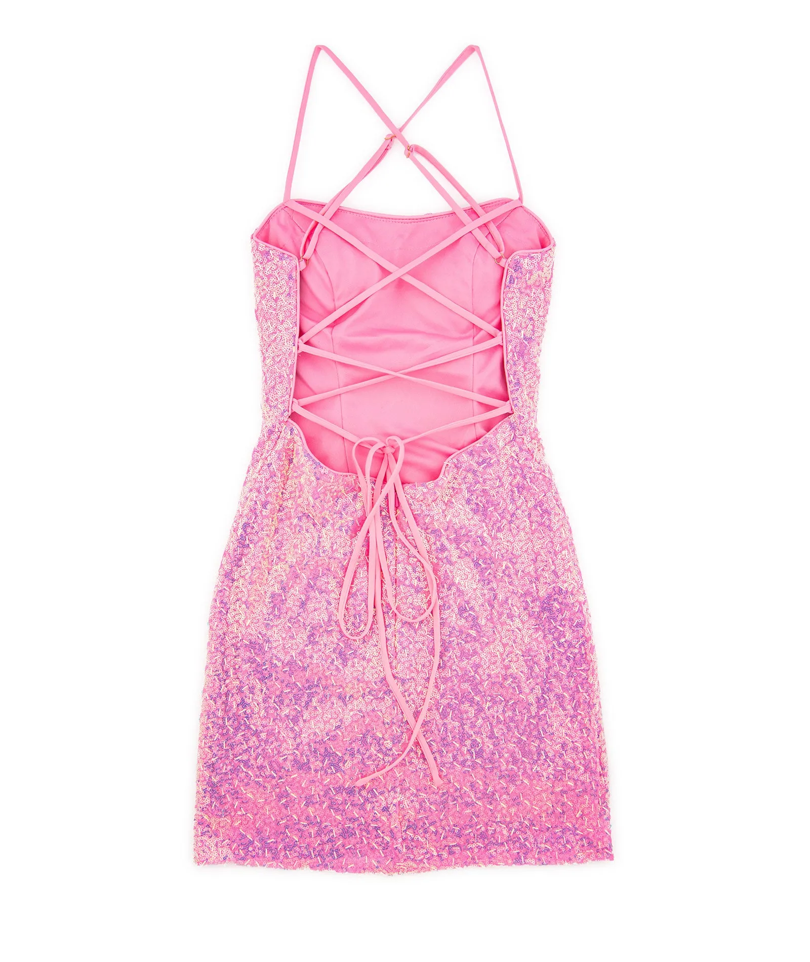 Alyce Women Bubblegum Macy Sequin Lace Up Dress