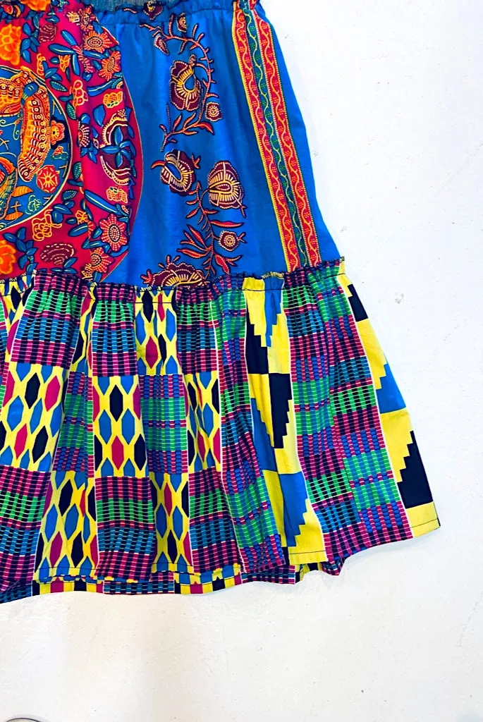 Ankara Ruffles Skirt with Vintage Denim - SFH Designs Original