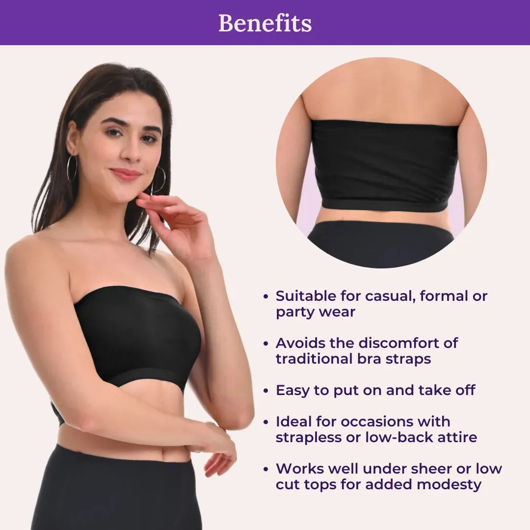 Bandeau/Tube Bra For Women | Strapless Bra | Silicone Anti-Slip Band | Triple Layer Front Panel | Conceals Visibility Of Nipples | Pack Of 8