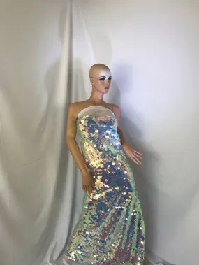 Big Dot Sequin Hologram Mesh Transparent Lilac Fabric By The Yard