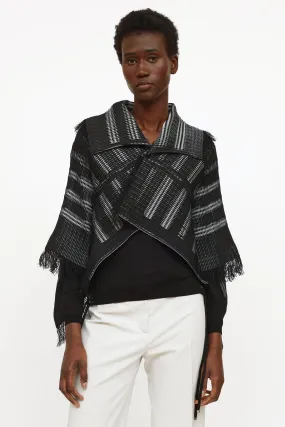 Black & Grey Pleated Fringe Jacket