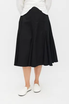 Black Panelled Ruffled Skirt