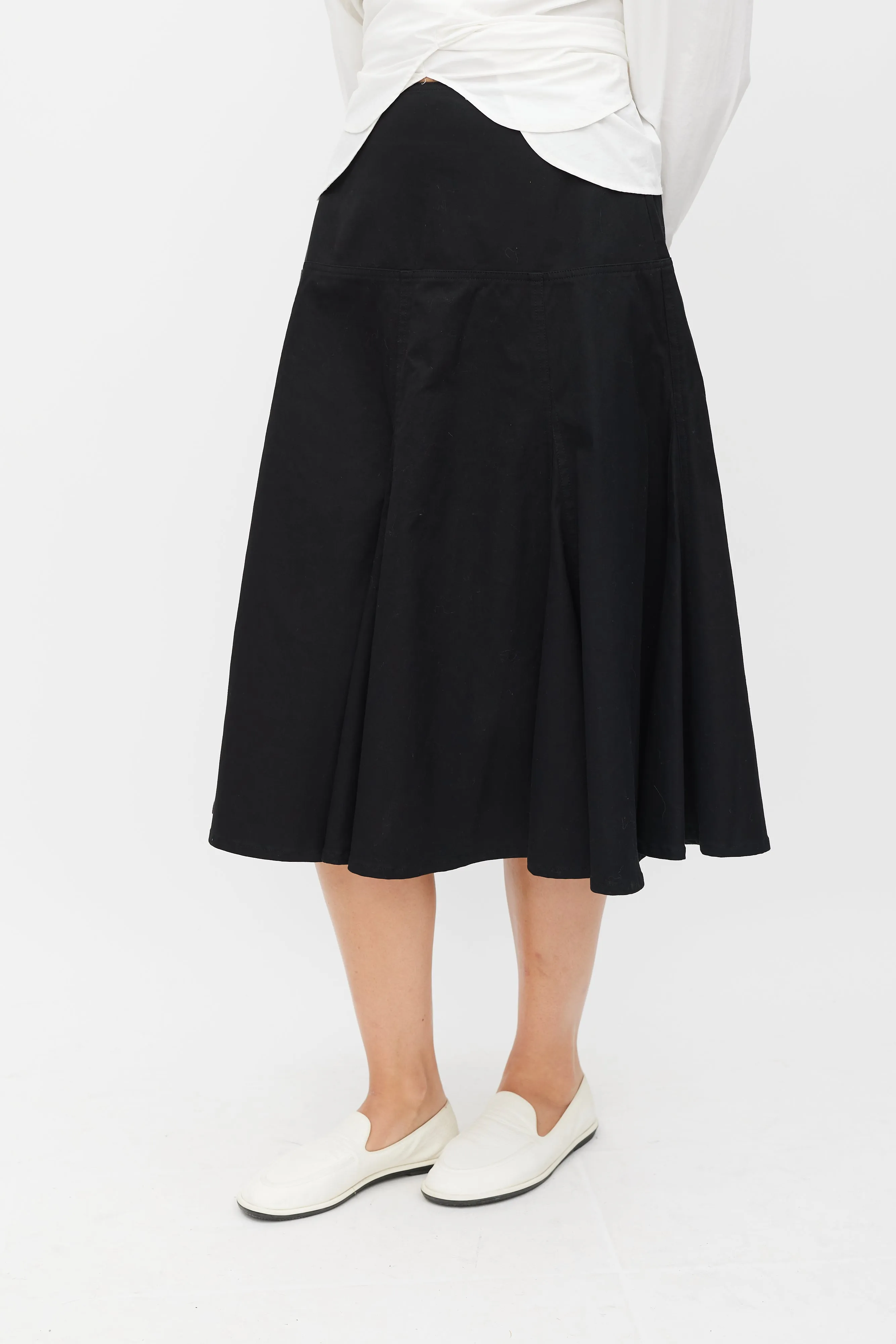 Black Panelled Ruffled Skirt