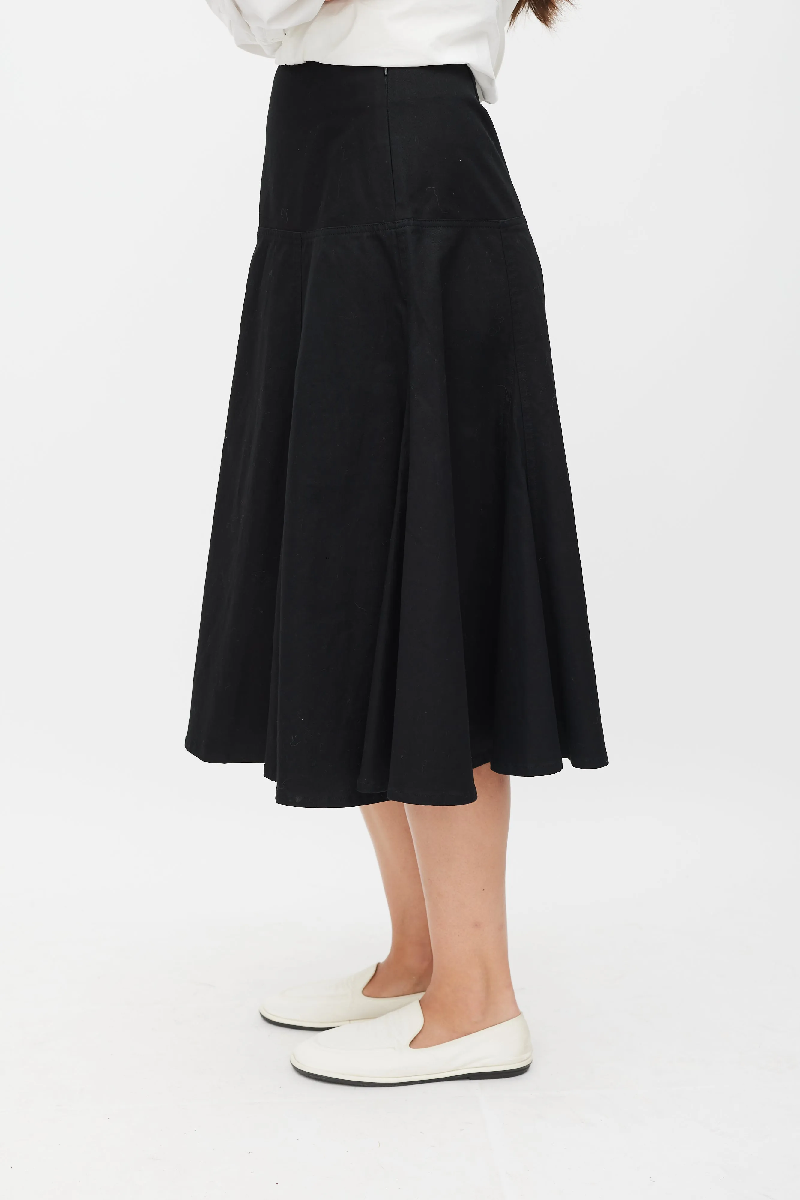 Black Panelled Ruffled Skirt
