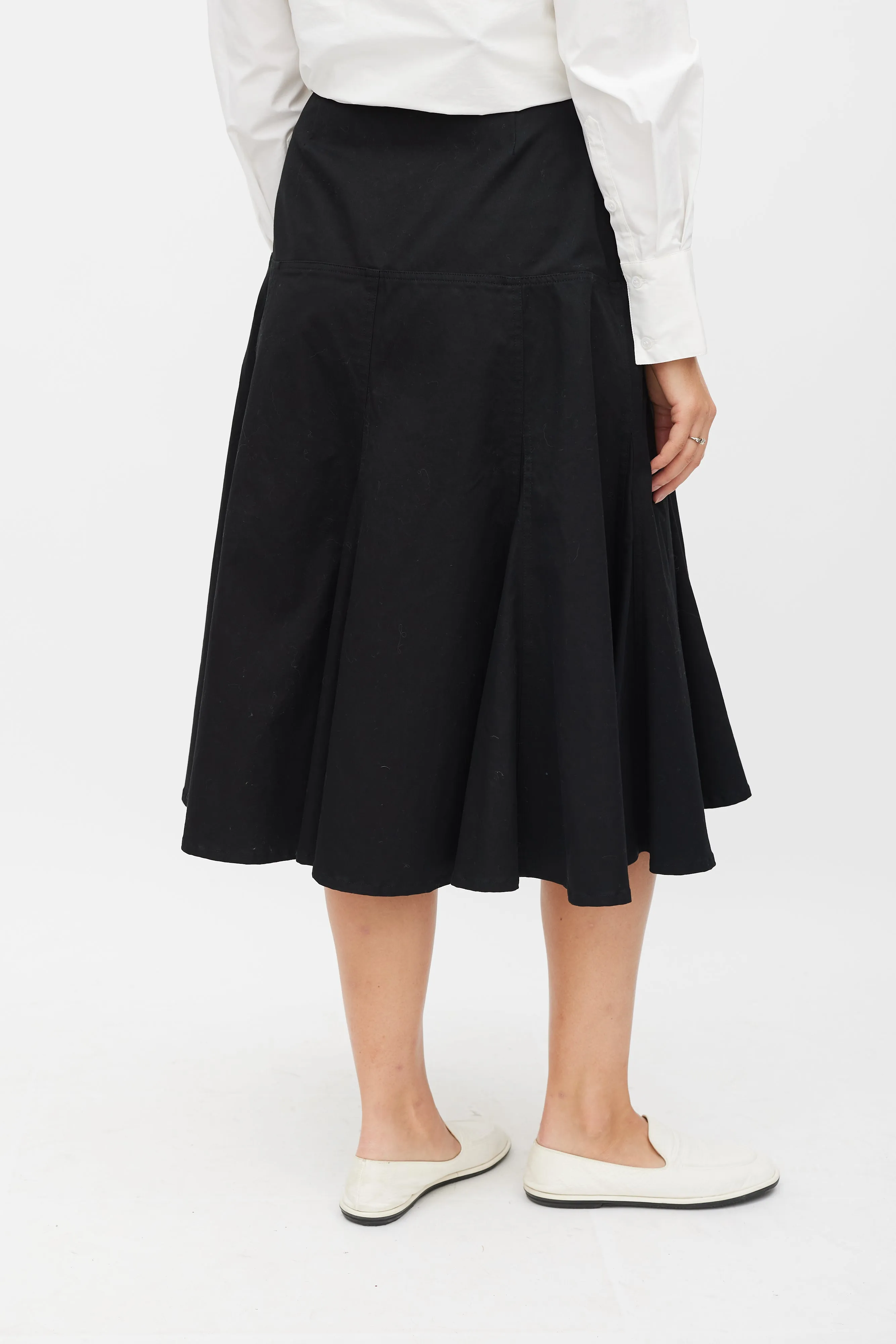 Black Panelled Ruffled Skirt