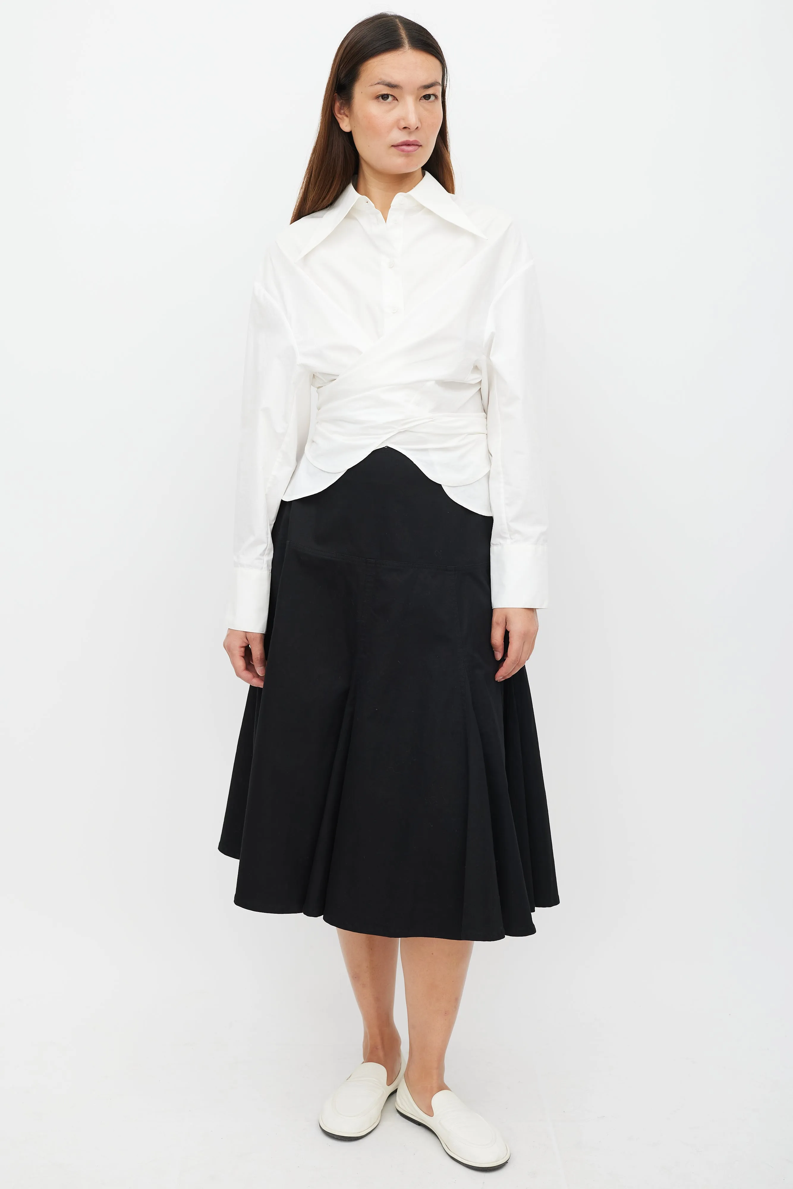 Black Panelled Ruffled Skirt