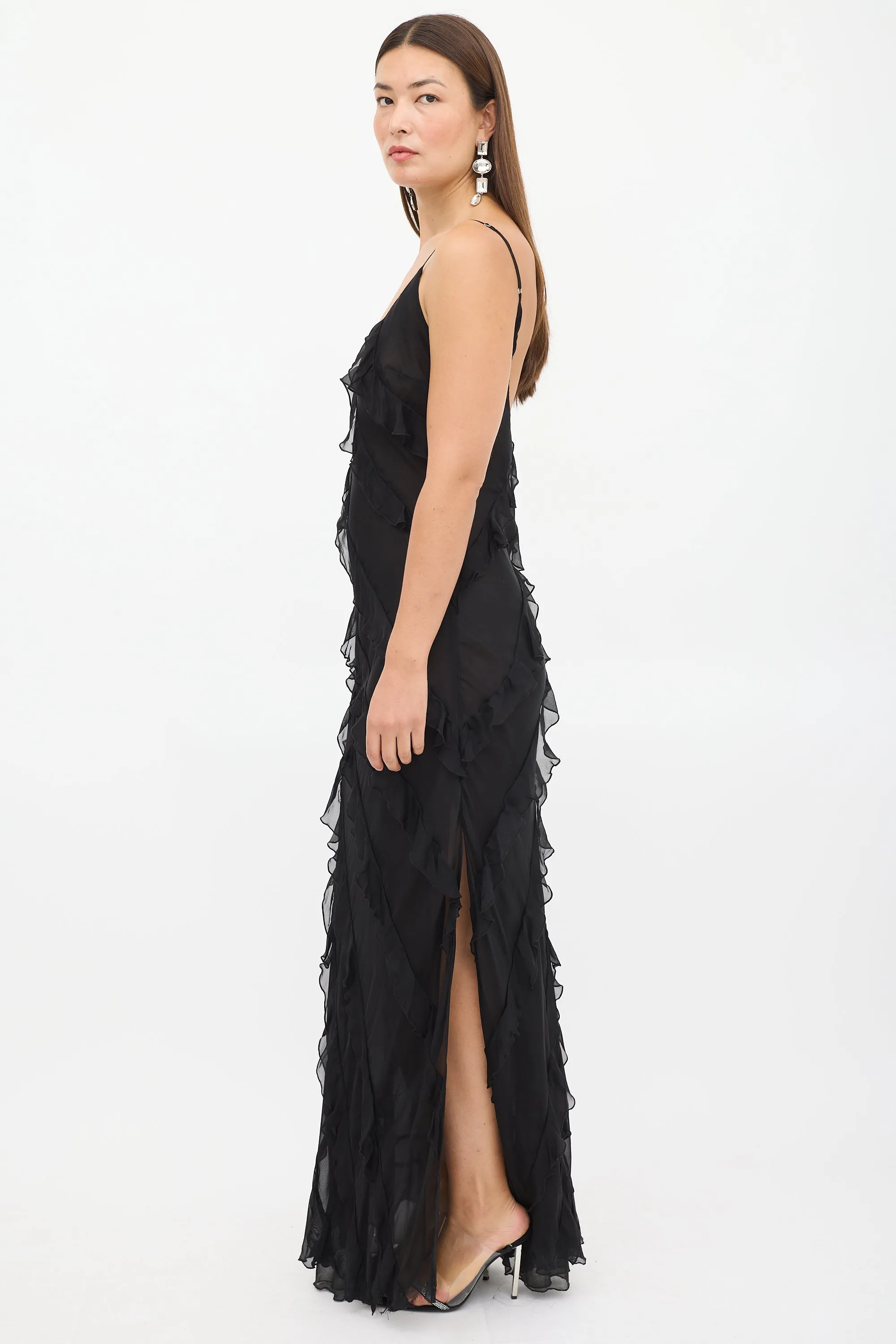 Black Ruffled Selena Maxi Dress