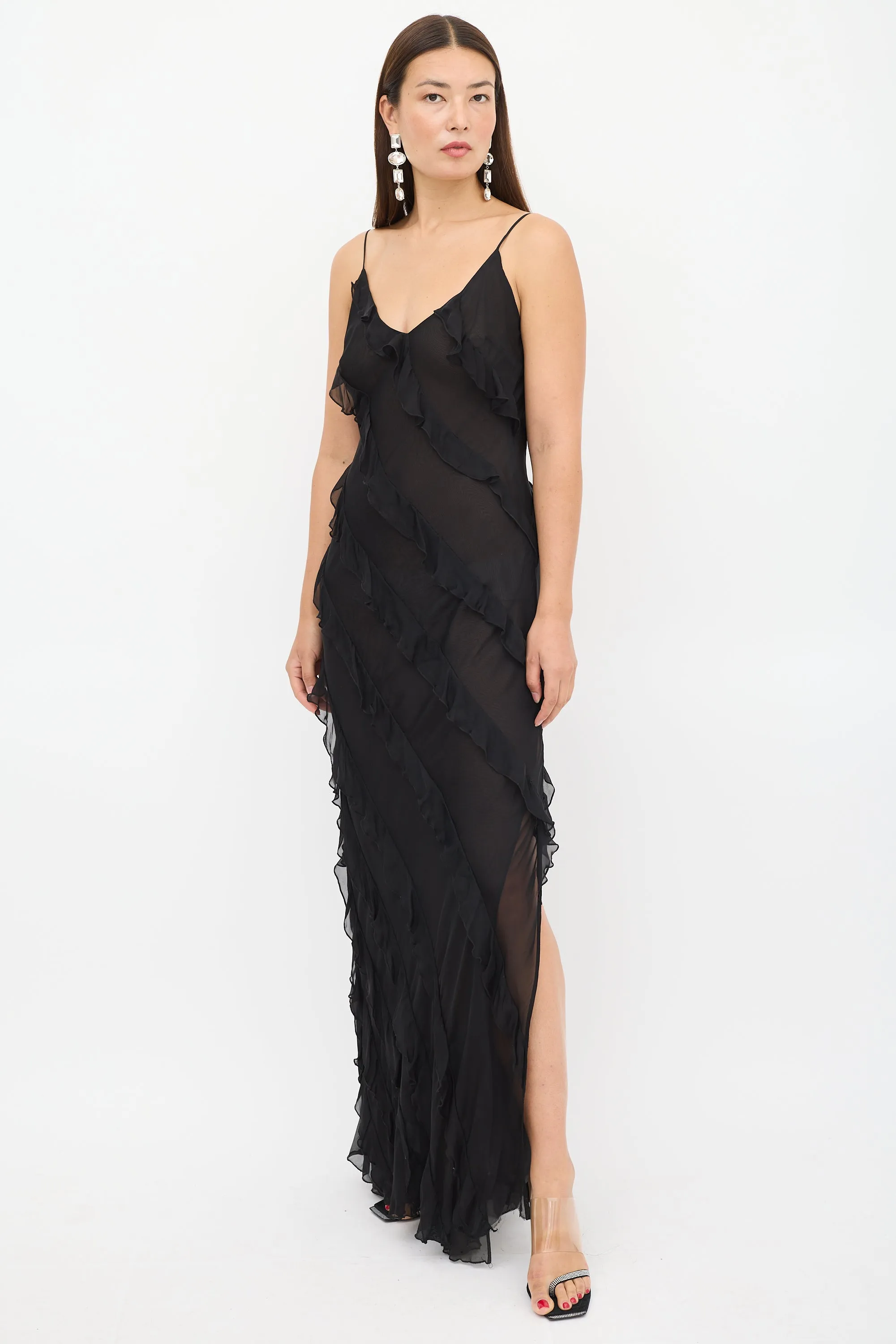 Black Ruffled Selena Maxi Dress