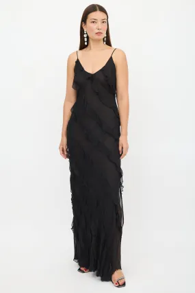 Black Ruffled Selena Maxi Dress