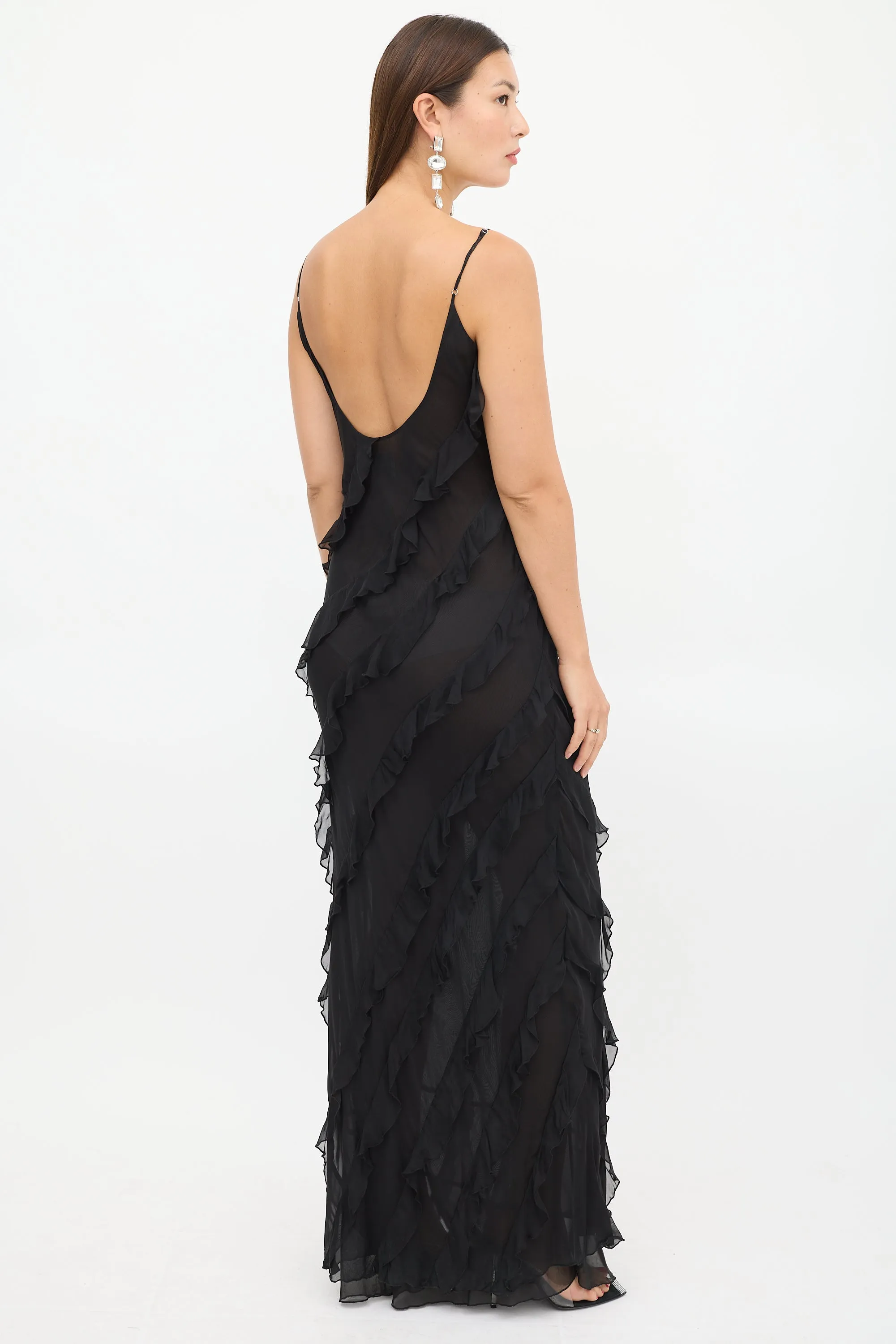 Black Ruffled Selena Maxi Dress