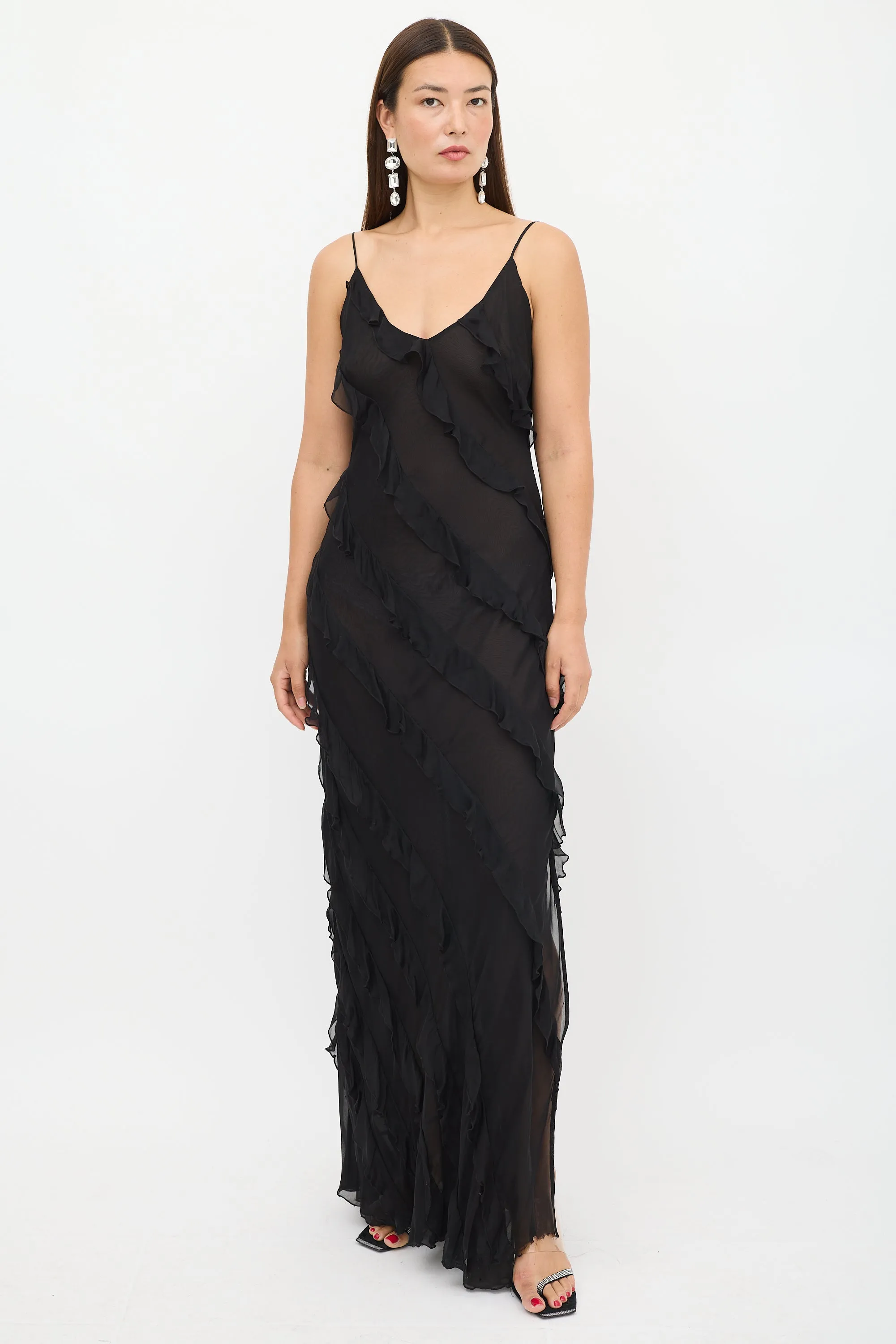 Black Ruffled Selena Maxi Dress