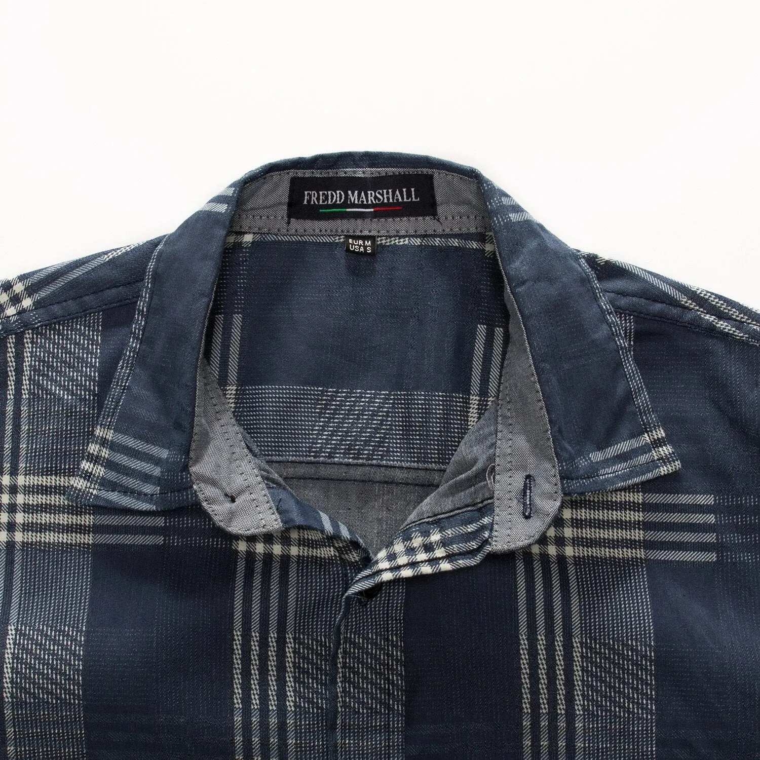 Bonsir New Men's Denim Shirt Plus Size Denim Long-Sleeved Plaid Shirt Washed Denim Casual Color Matching Loose Shirt for Male