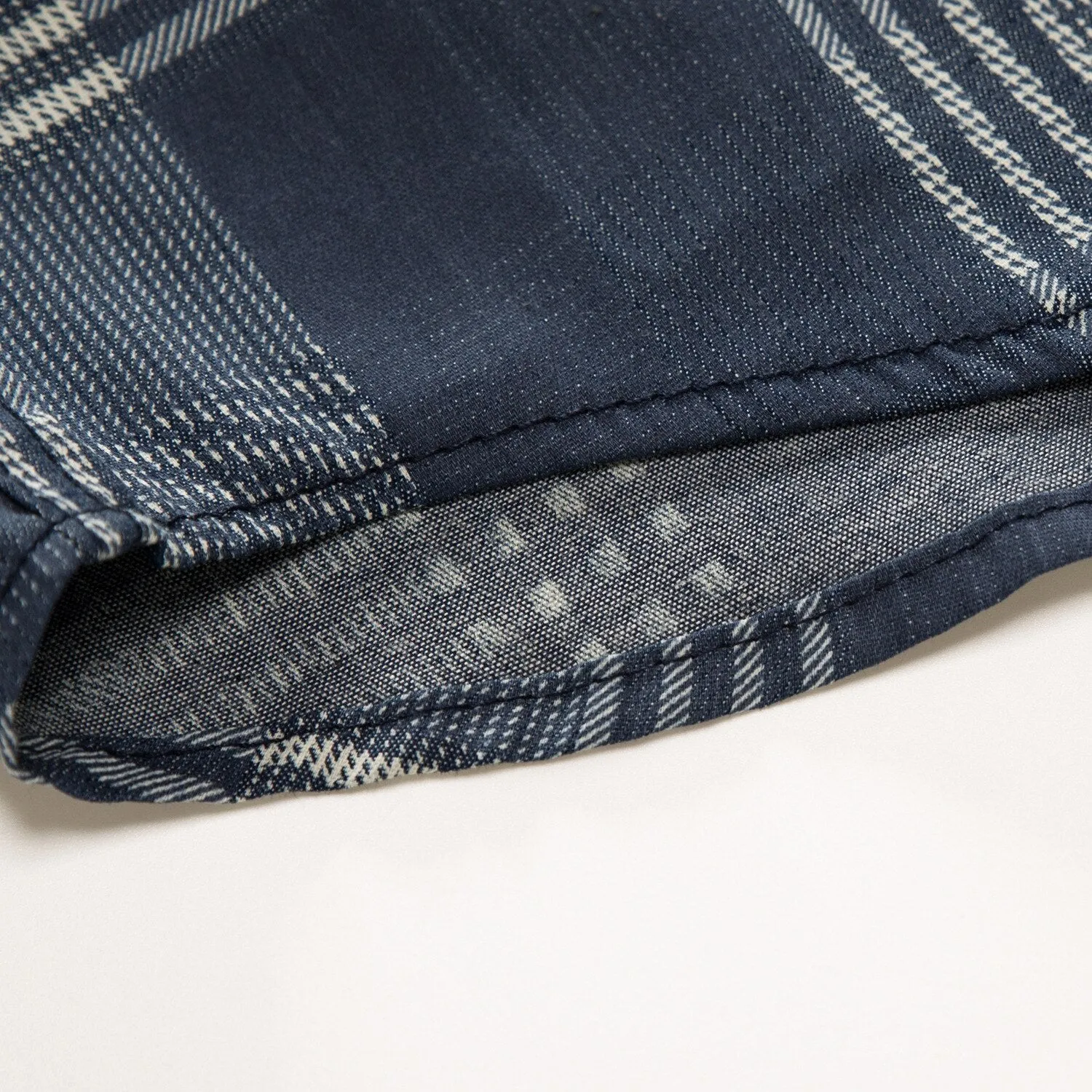 Bonsir New Men's Denim Shirt Plus Size Denim Long-Sleeved Plaid Shirt Washed Denim Casual Color Matching Loose Shirt for Male