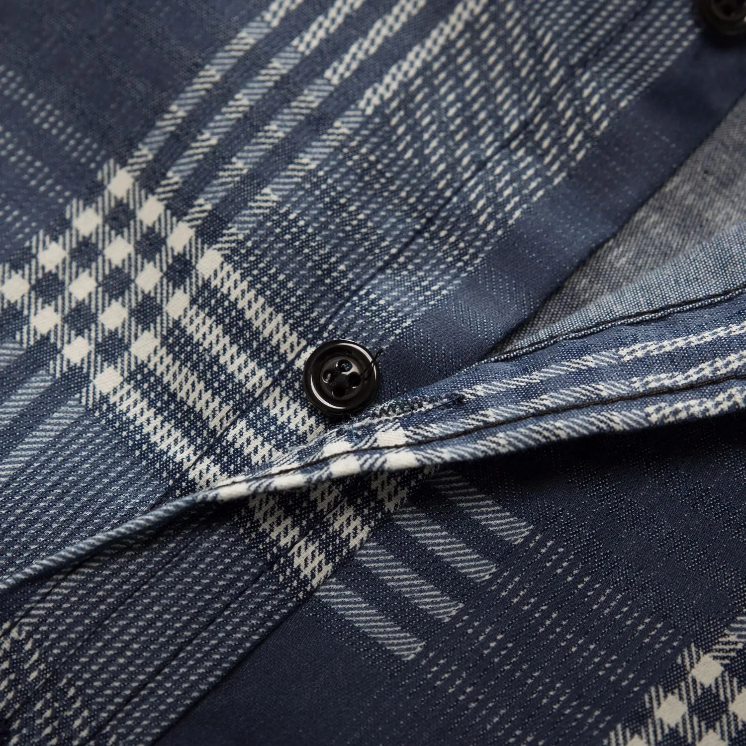 Bonsir New Men's Denim Shirt Plus Size Denim Long-Sleeved Plaid Shirt Washed Denim Casual Color Matching Loose Shirt for Male