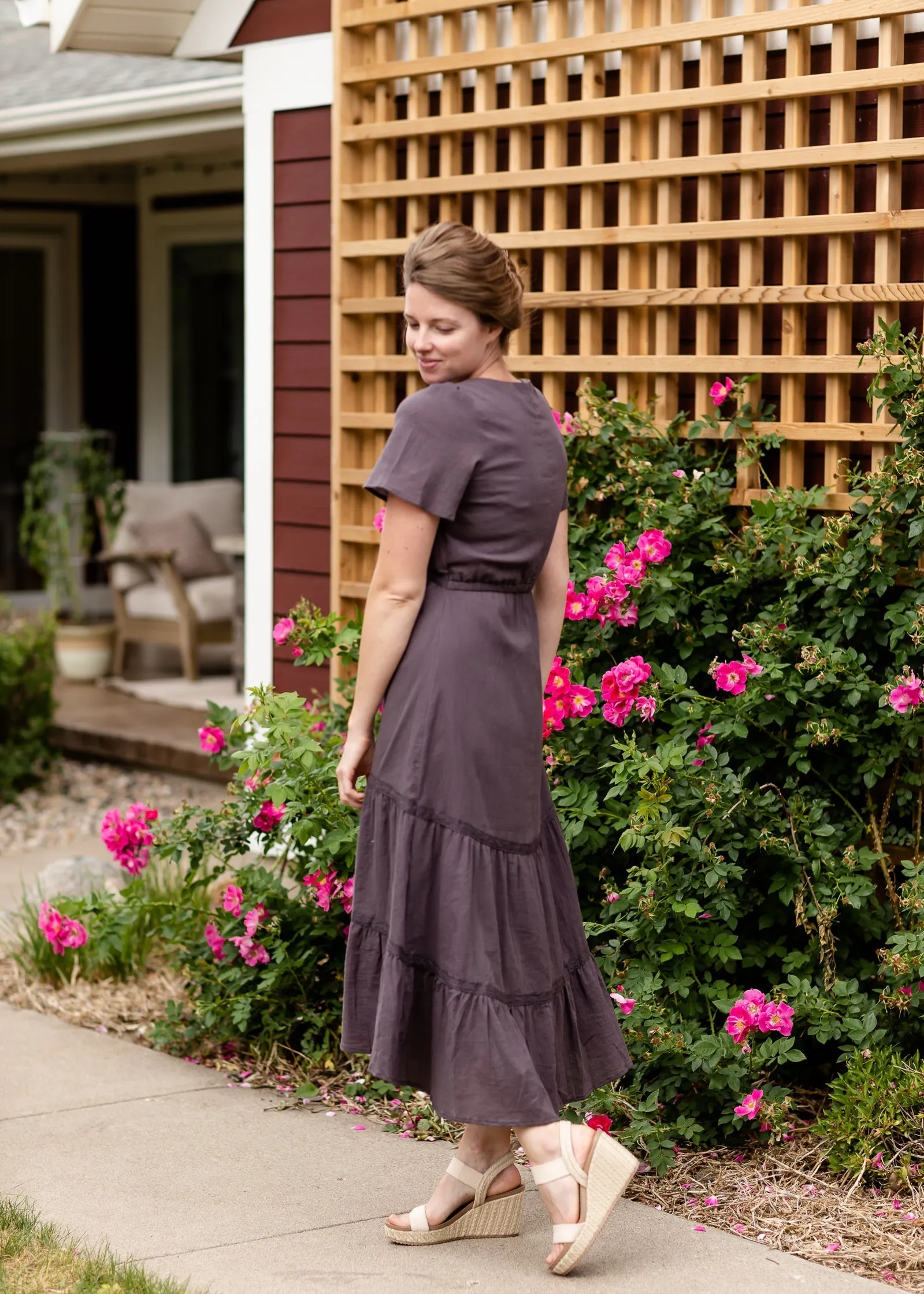 Charcoal Contrast Ruffled Detail Maxi Dress - FINAL SALE