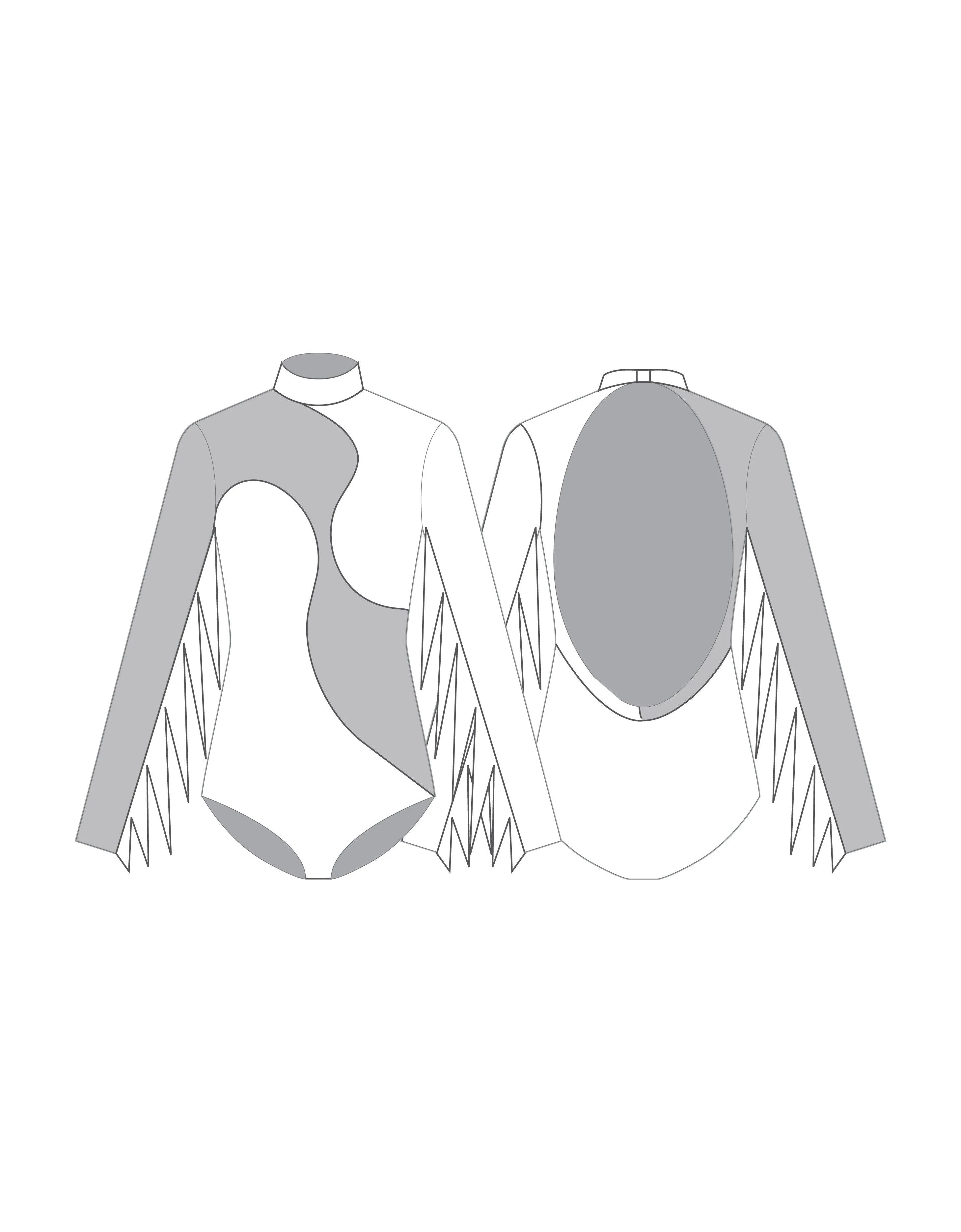 Custom Inked Lycra/Mesh Shadows Leotard with Fringe Option