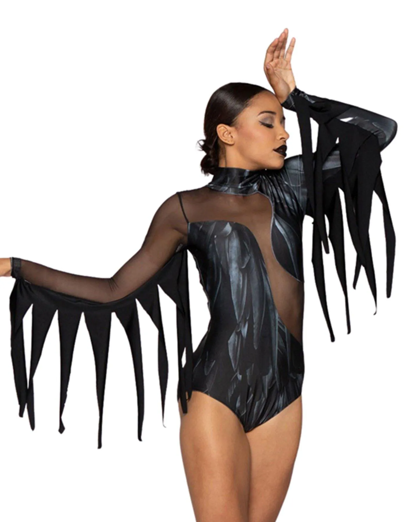Custom Inked Lycra/Mesh Shadows Leotard with Fringe Option