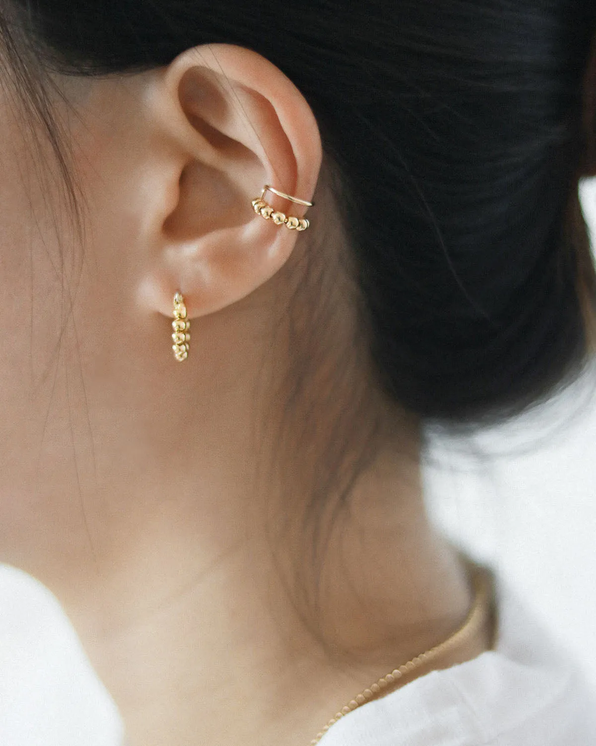EMI Beaded Hoops in Gold