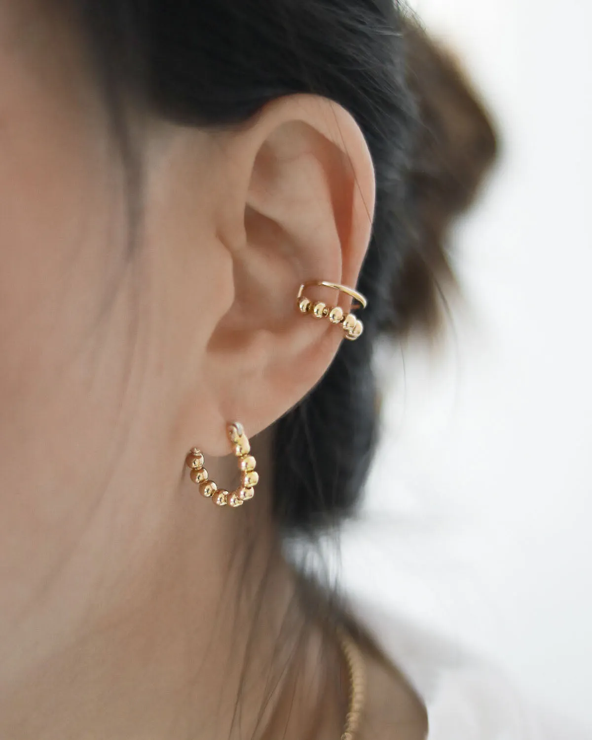 EMI Beaded Hoops in Gold