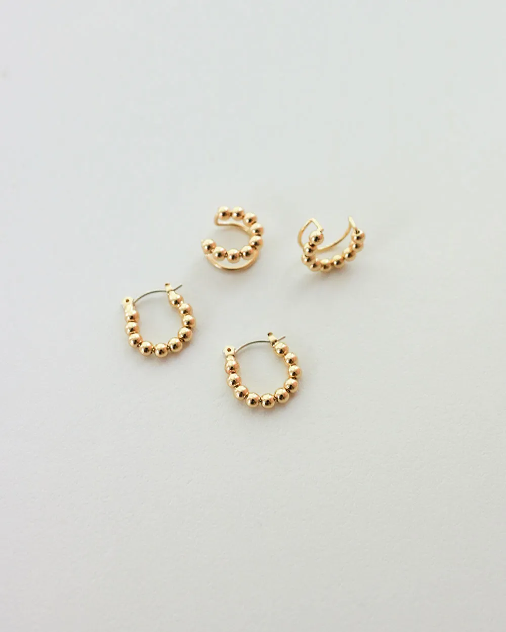 EMI Beaded Hoops in Gold
