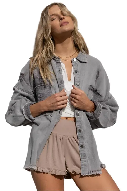 Fringe Distressed Oversized Jacket