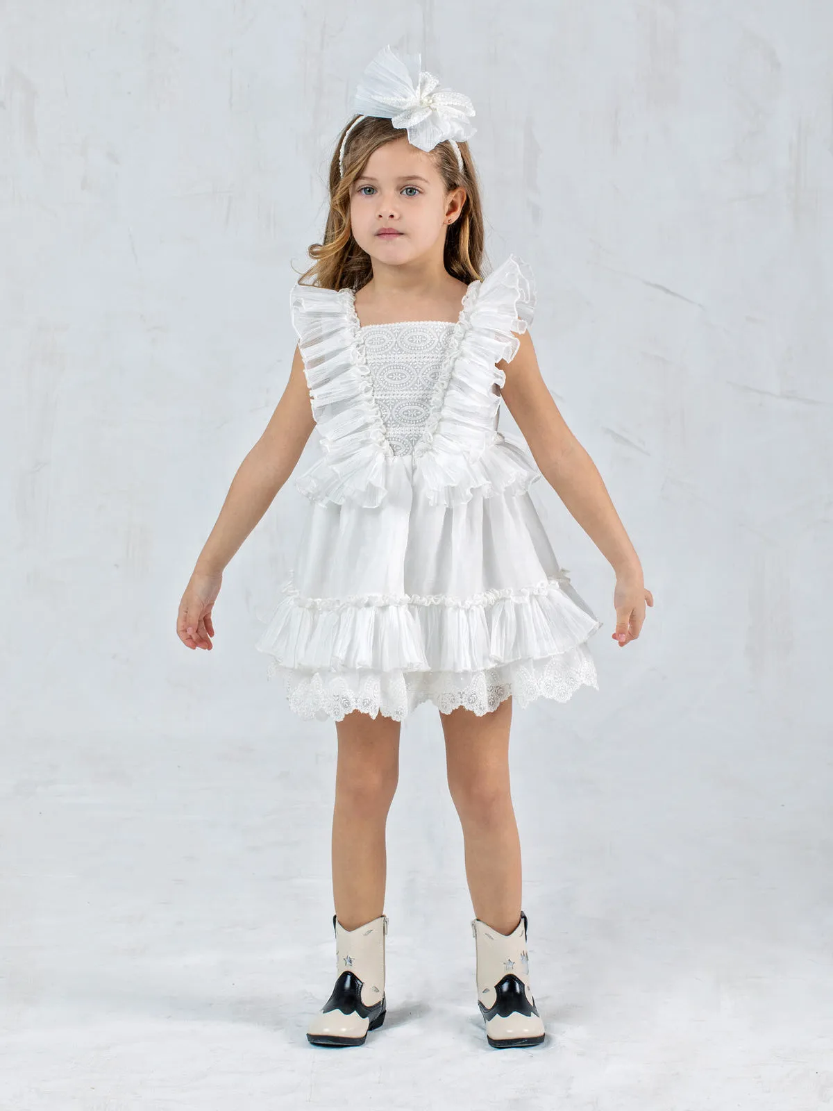 Girl's Short ruffled dress - GRETA