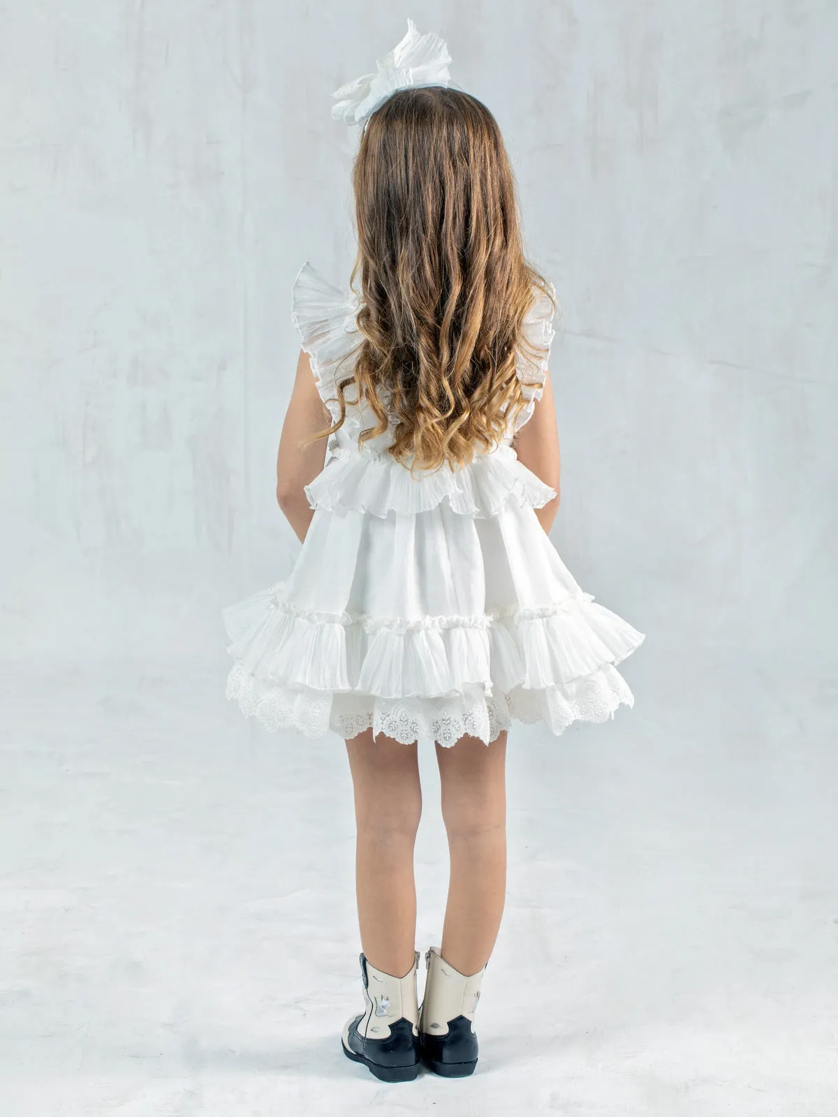 Girl's Short ruffled dress - GRETA