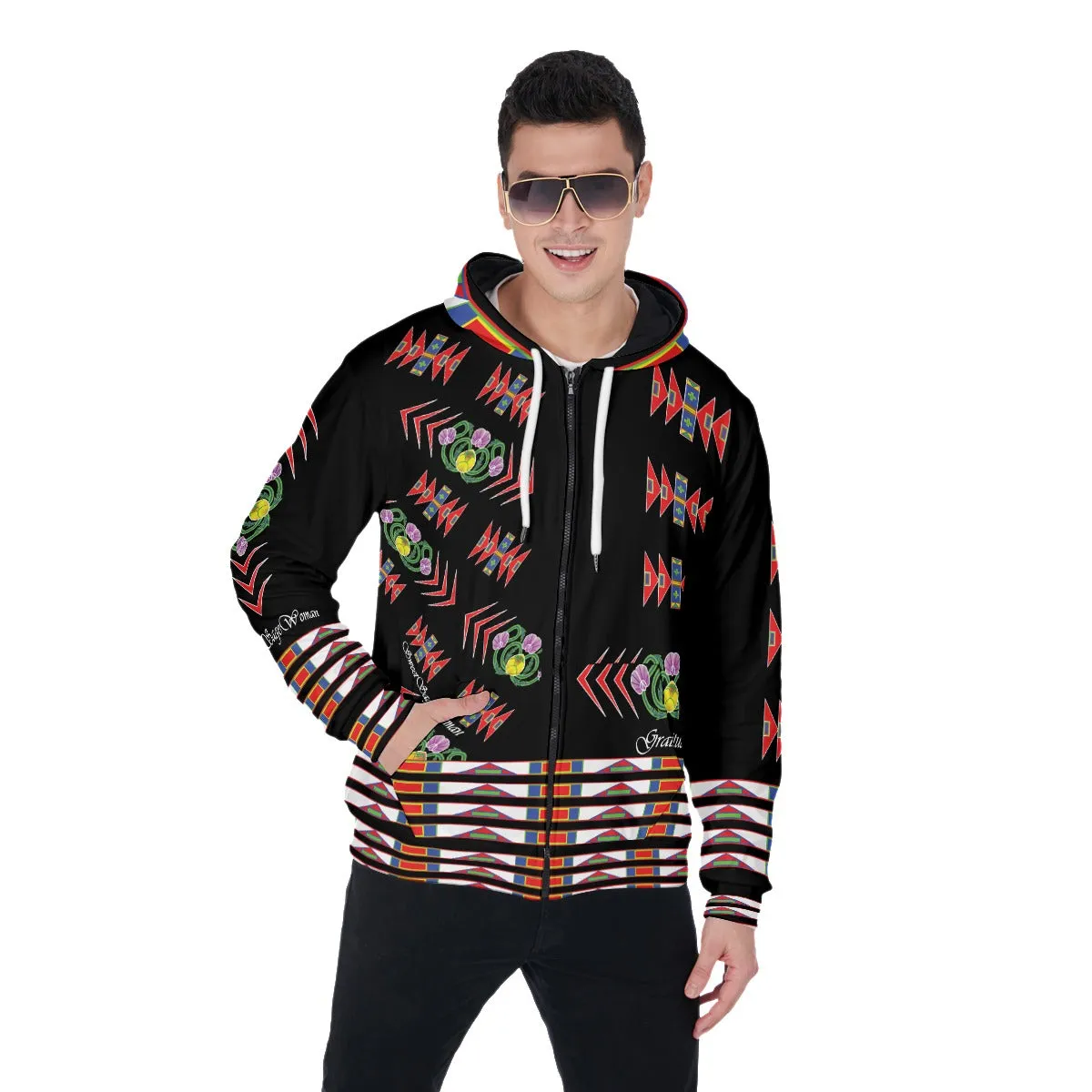 Gratitude Black Zip Up Hoodie