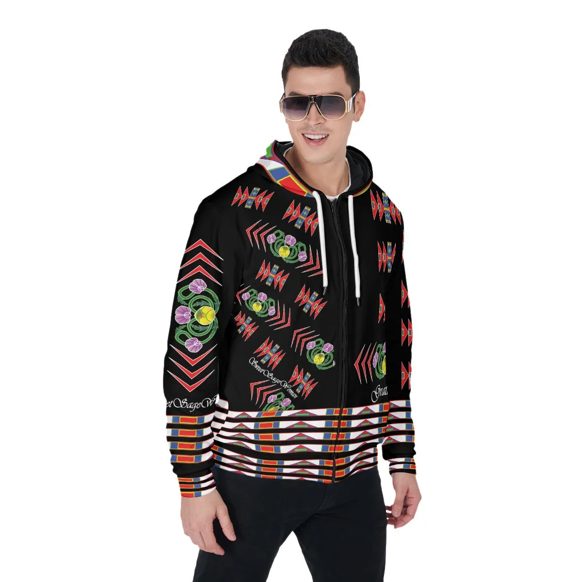 Gratitude Black Zip Up Hoodie