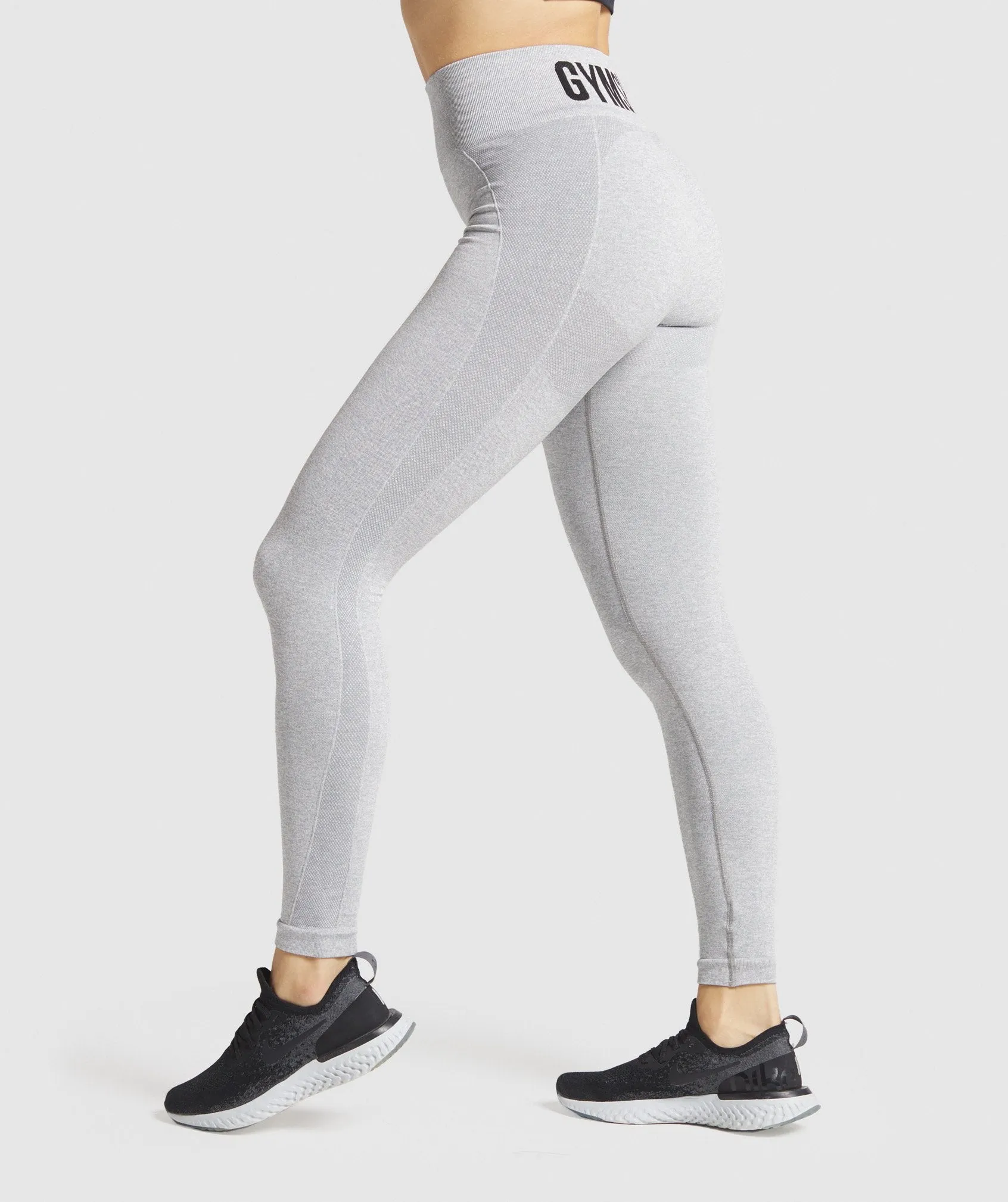 Gymshark Flex High Waisted Leggings - Light Grey Marl/Black