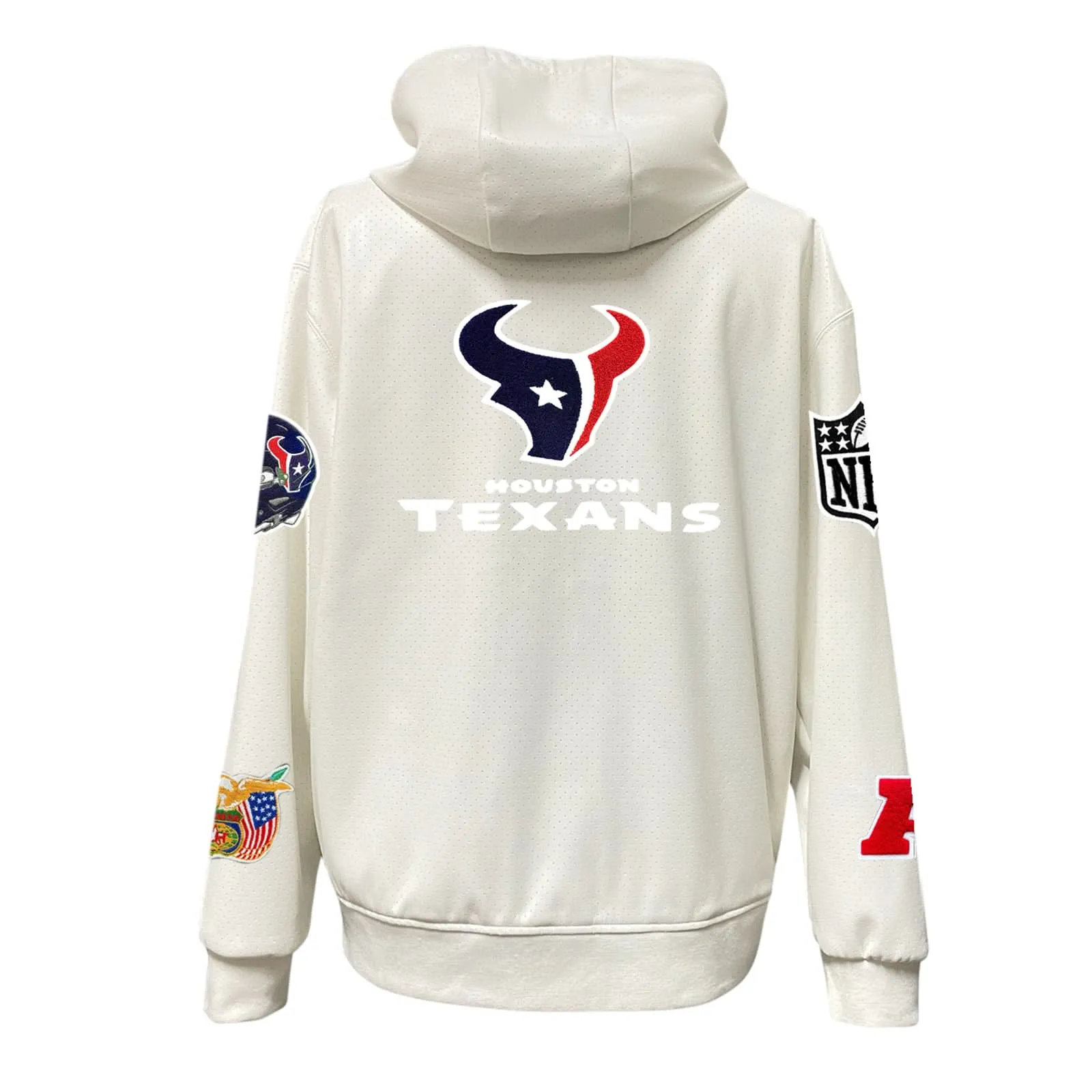 HOUSTON TEXANS LIGHTWEIGHT VEGAN ZIP-UP HOODED JACKET WHITE