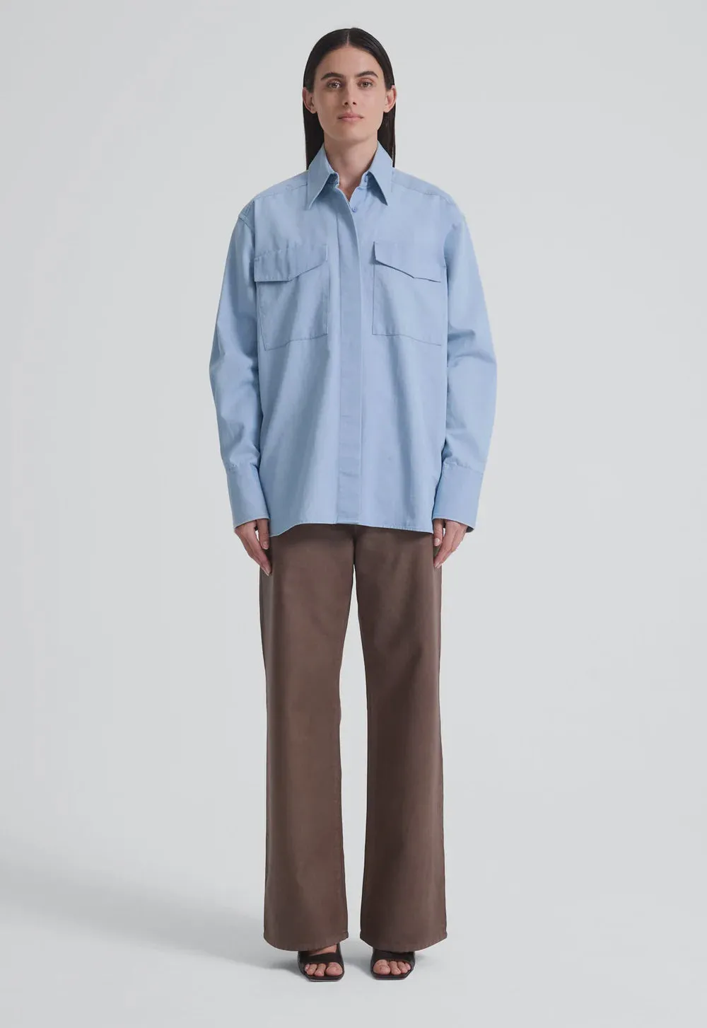 Jac and Jack Fold Shirt in Bleached Denim