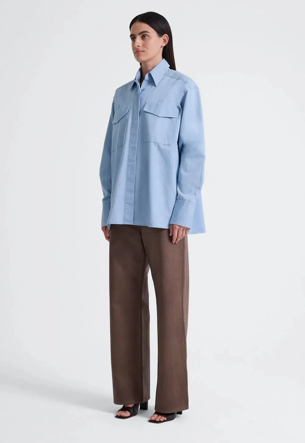 Jac and Jack Fold Shirt in Bleached Denim