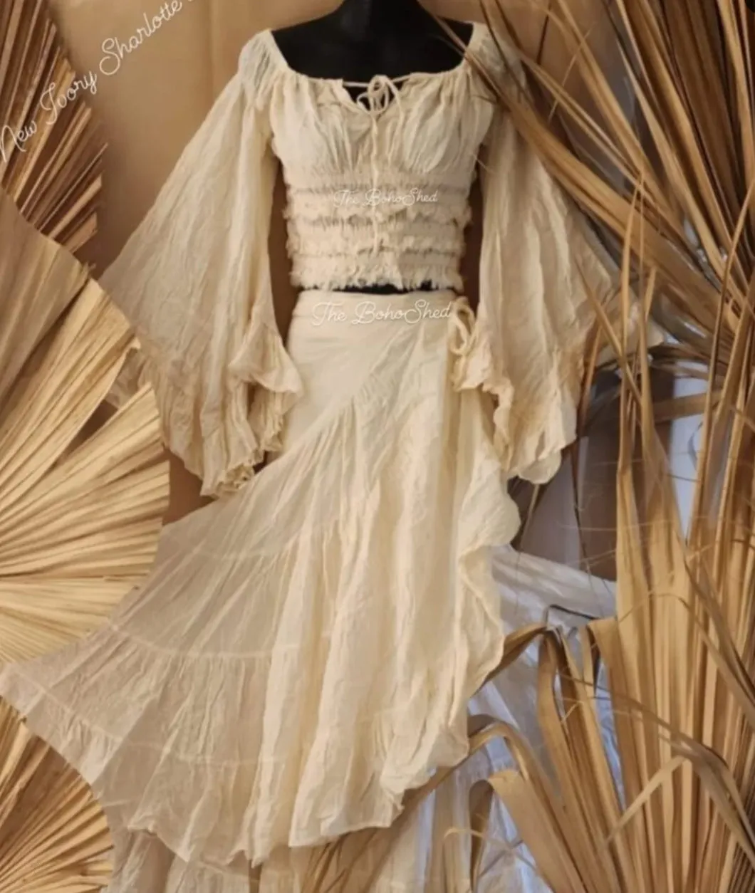 Long Sleeve Fringe Top & Wrap Skirt