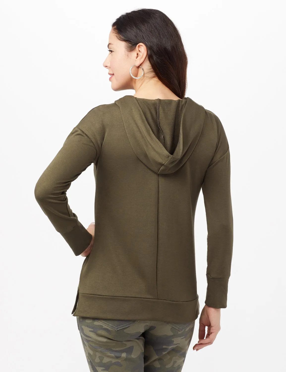 Long Sleeve Lace-up Knit Hoodie with Large Grommets