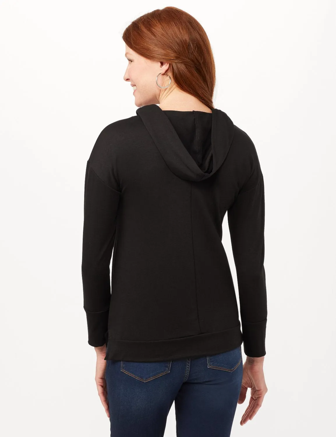 Long Sleeve Lace-up Knit Hoodie with Large Grommets