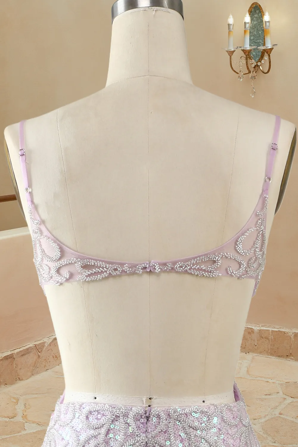 Mermaid/Trumpet V Neck Sleeveless Floor-Length Lilac Sequin Prom Dresses Sparkly Evening Dresses