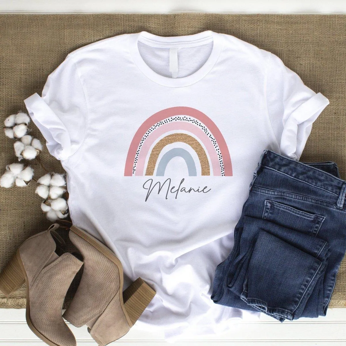 Personalised Rainbow T-shirt, Personalised Rainbow Top, Rainbow Lounge T-shirt, Lounge-wear Tops, Rainbow Clothes, Rainbow Gifts,
