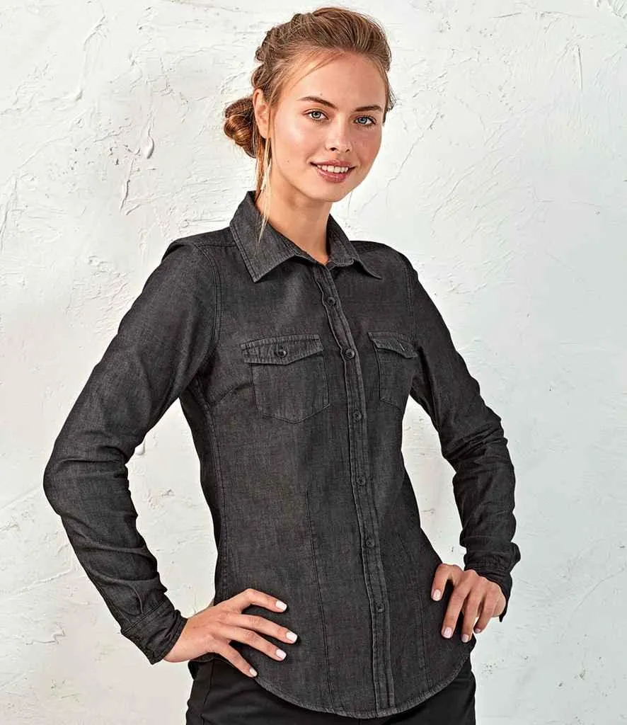 Premier Ladies Jeans Stitch Denim Shirt