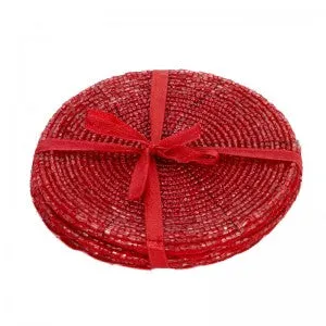 Red Beaded Coaster 4 pack