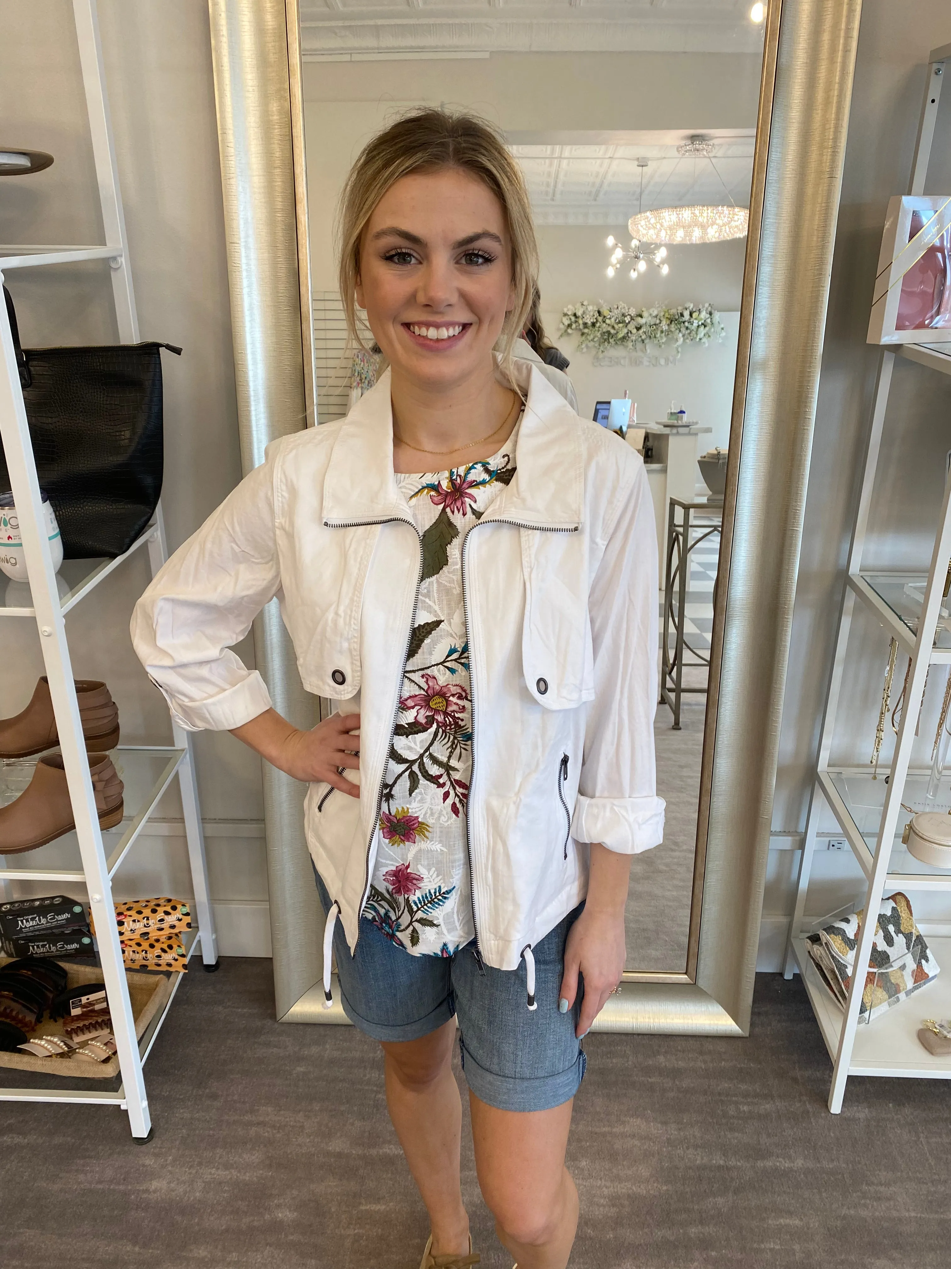 Roll Sleeve Zip Up Trench Jacket