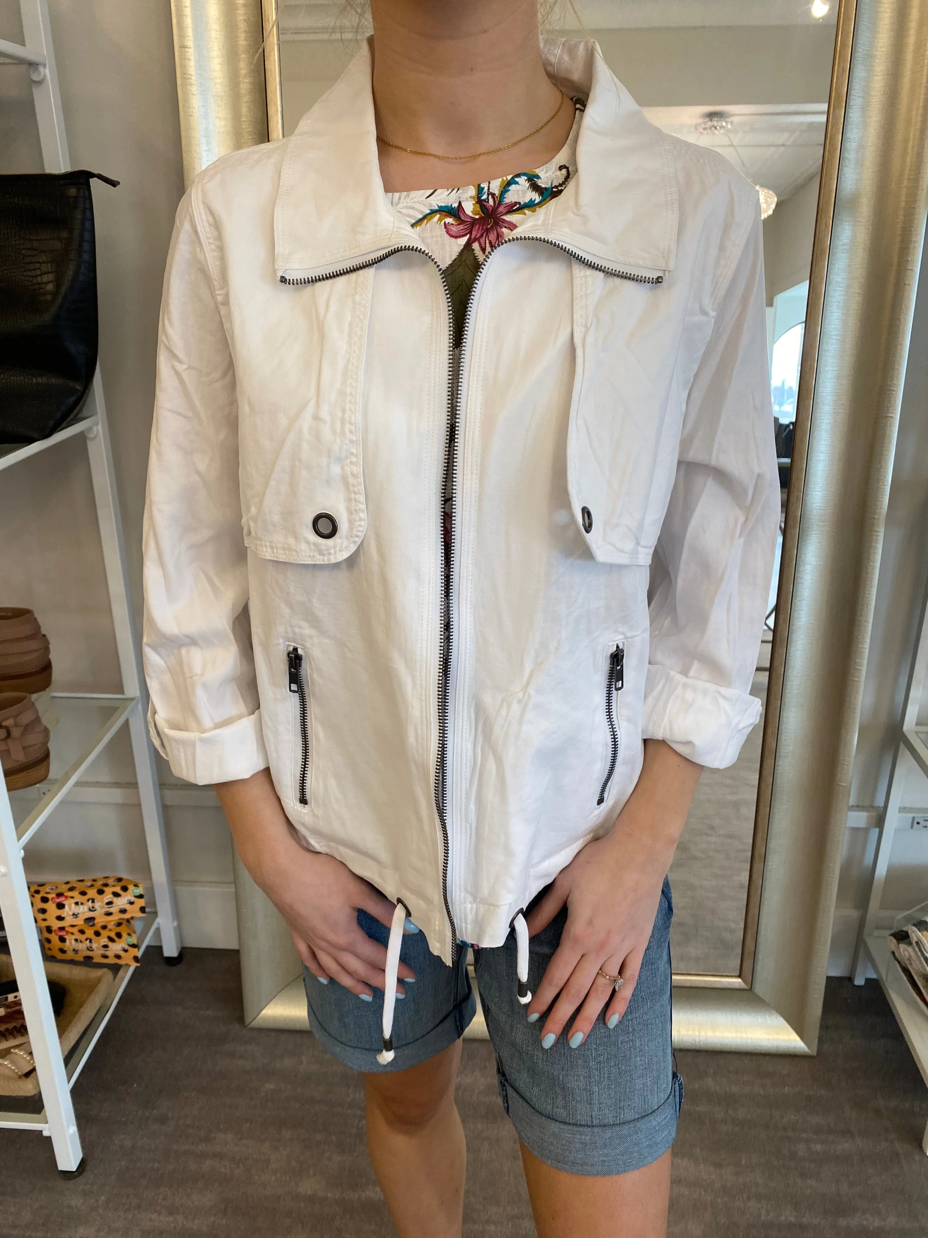 Roll Sleeve Zip Up Trench Jacket