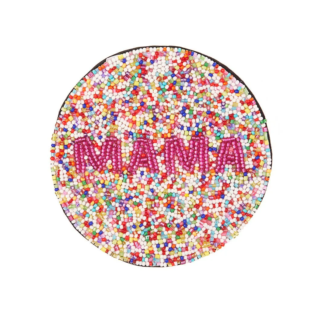 Seed Beaded Round MAMA Coaster