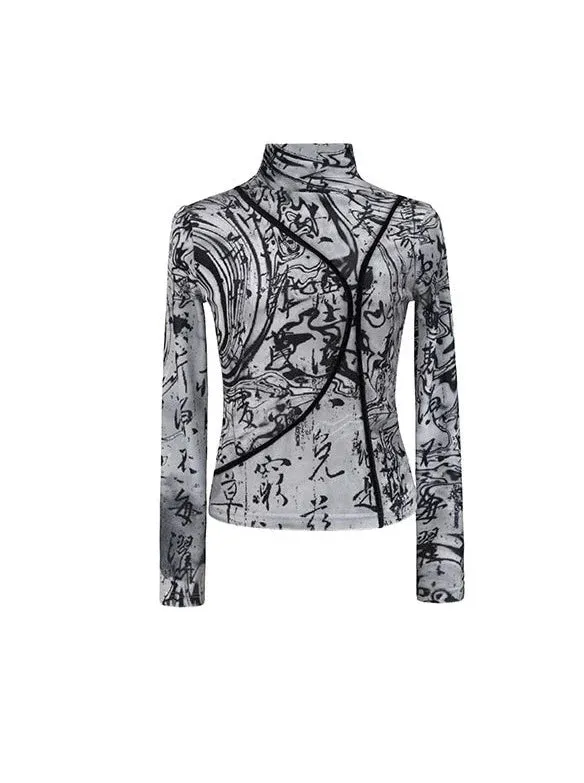 Slim Dark Neck Top Mode High Velvet