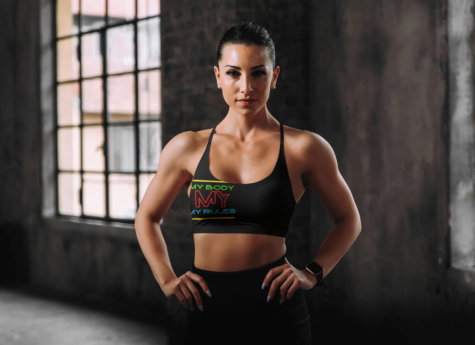 Sports Bra ( My body My rules ) Black