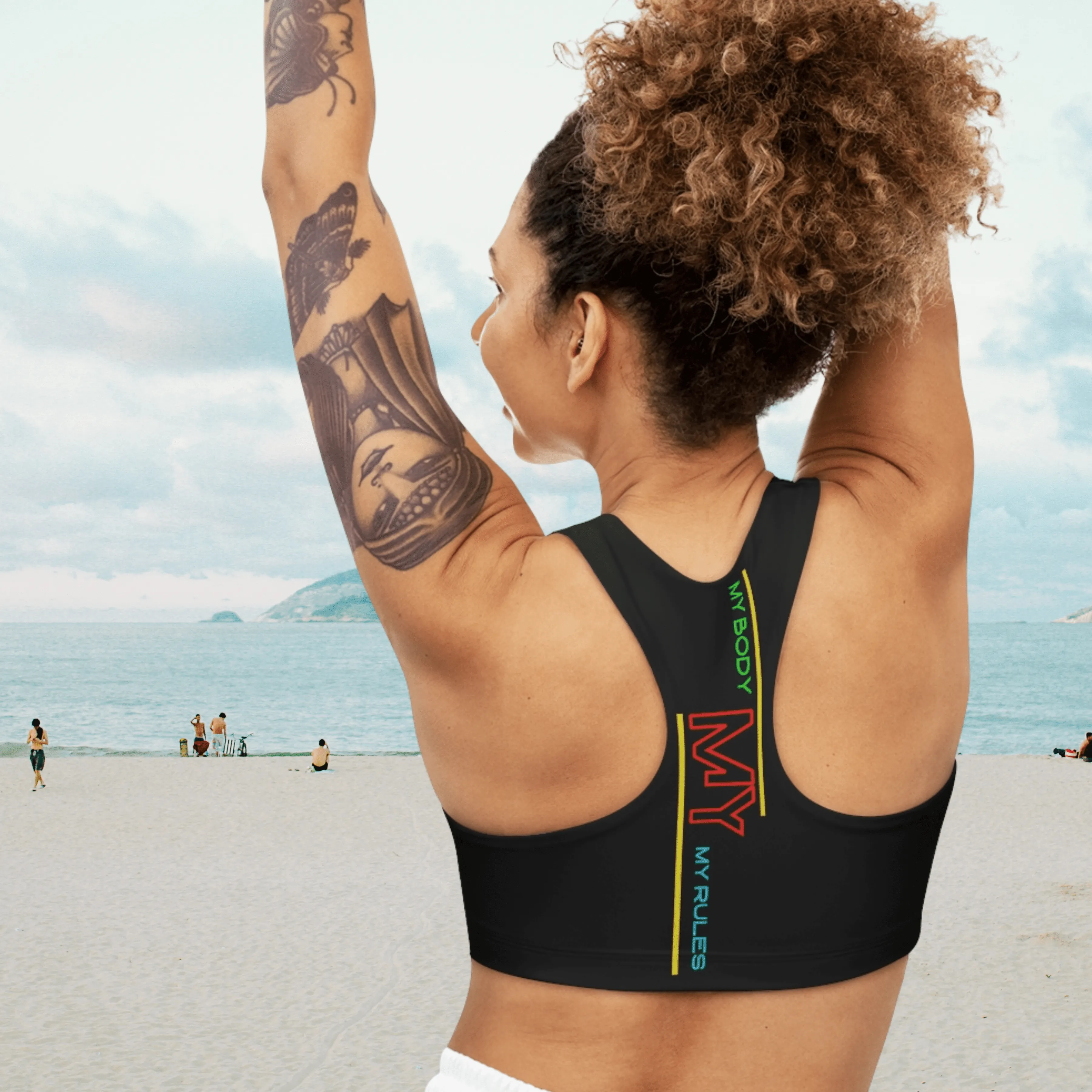 Sports Bra ( My body My rules ) Black