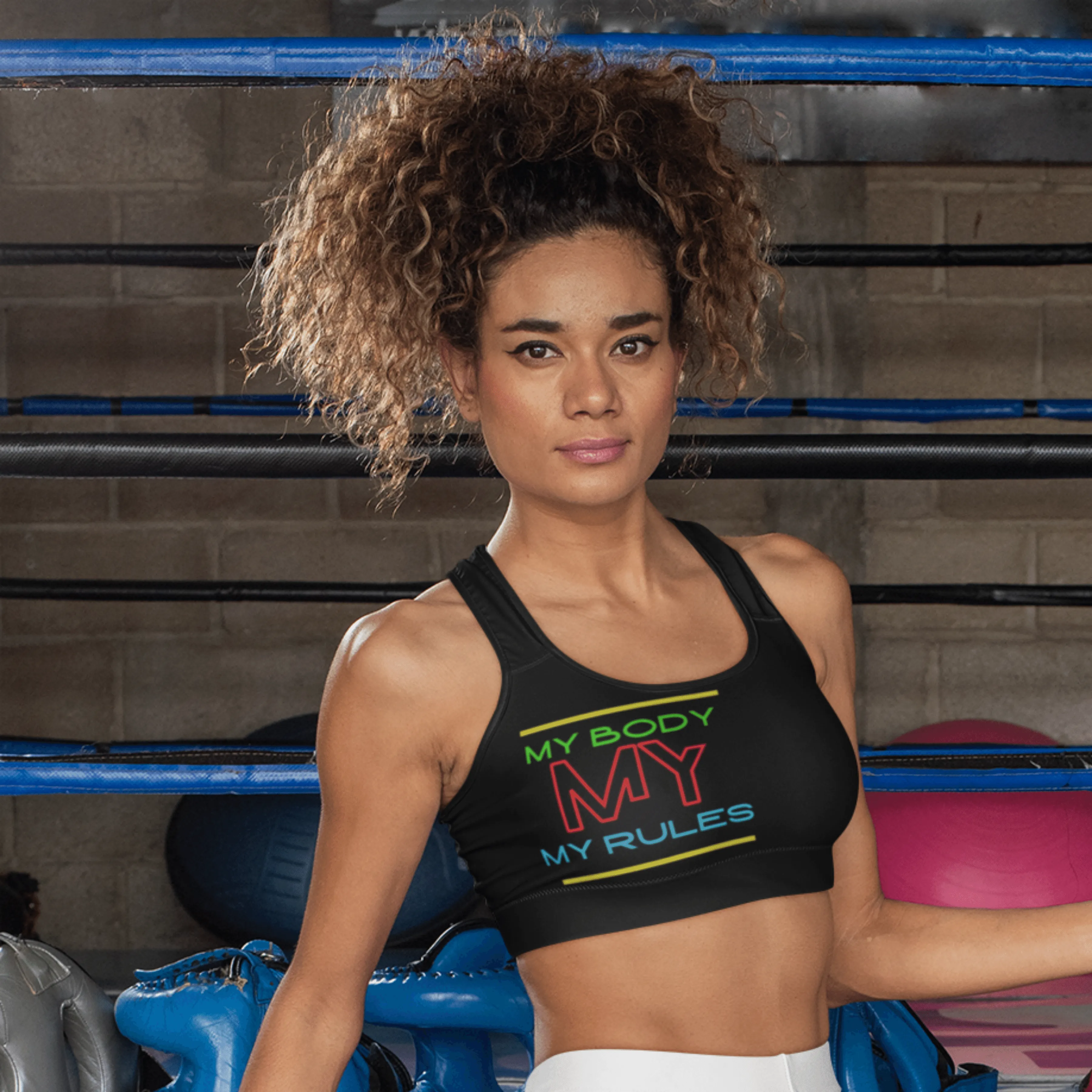 Sports Bra ( My body My rules ) Black