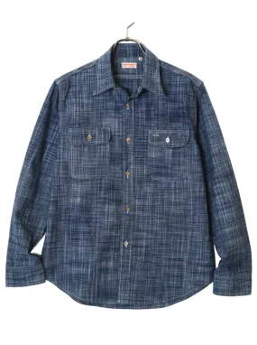 Sugar Cane, Work Shirt, Indigo Kasuri, SC29264