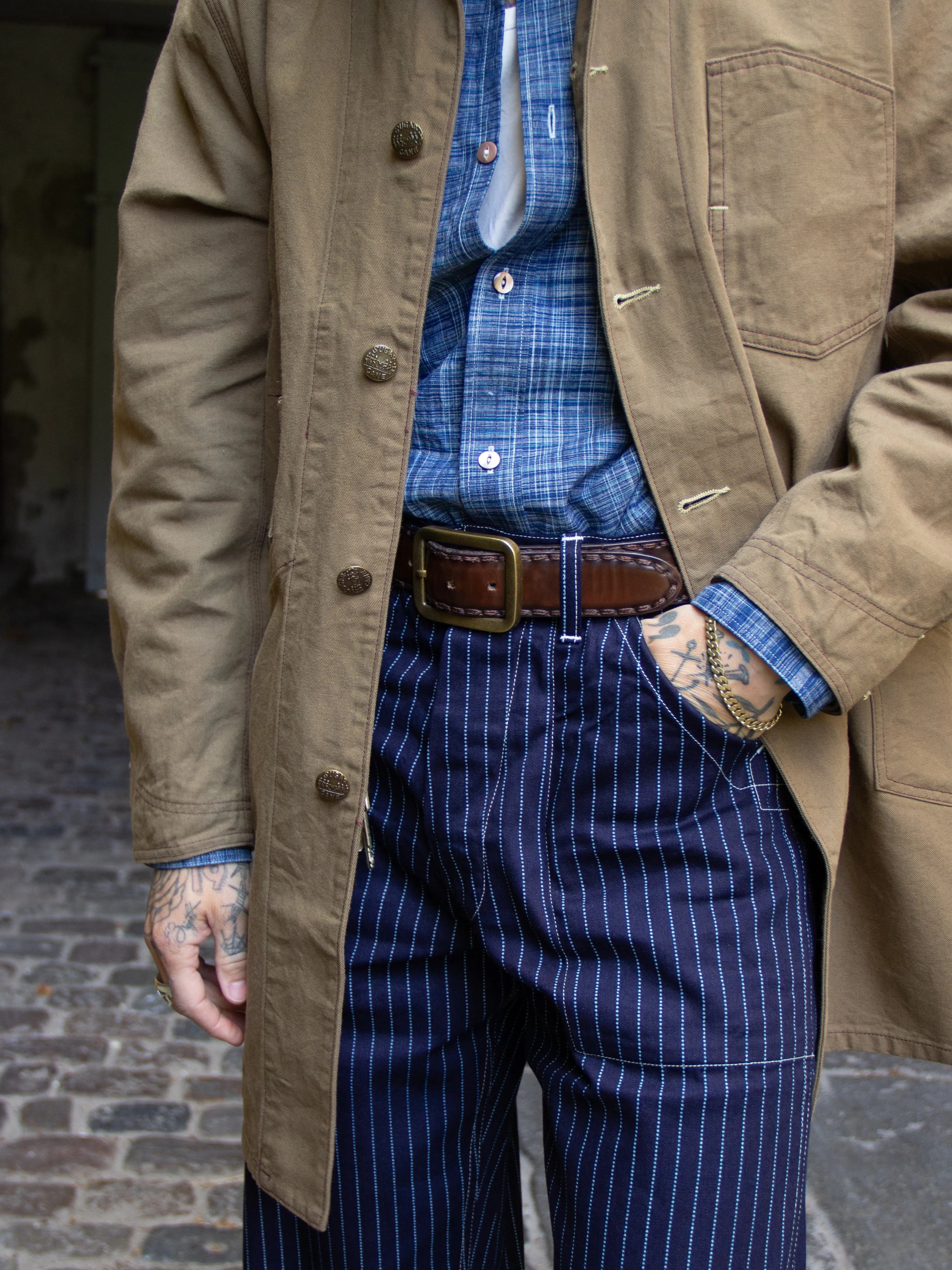 Sugar Cane, Work Shirt, Indigo Kasuri, SC29264