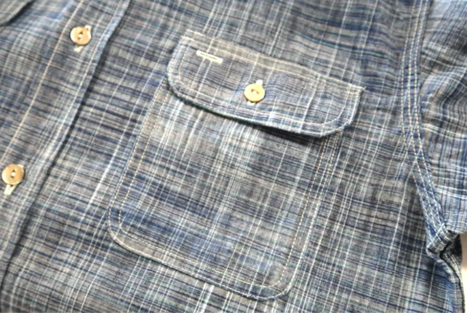 Sugar Cane, Work Shirt, Indigo Kasuri, SC29264